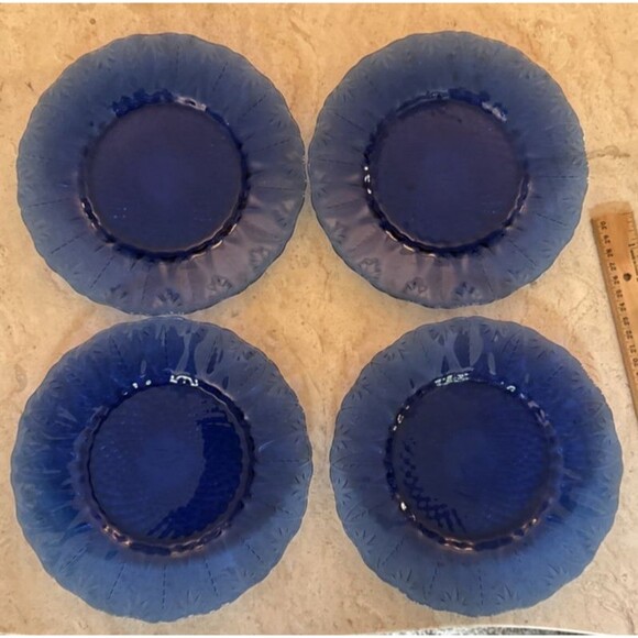 Avon Royal Sapphire Cobalt Blue Dessert/Salad Set of 4 Plates France 8 Inch - Picture 3 of 5